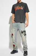 TRICOU AMIRI,GREY T-shirt with a logo and shimmering finish