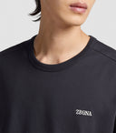 Tricou ZEGNA, Black, Model Clasic, Logo Insert