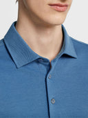 Tricou Zegna, Guler Polo, Albastru