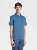 Tricou Zegna, Guler Polo, Albastru