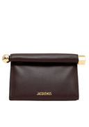 Geanta JACQUEMUS, Le Sac Rond Carre leather clutch, Brown