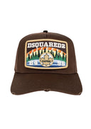 Sapca DSQUARED2, Brown Embroidered Patch Baseball Hat, Brown