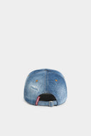 Sapca DSQUARED2, D2 Denim Leather Patch, Albastru