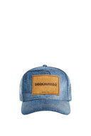 Sapca DSQUARED2, D2 Denim Leather Patch, Albastru