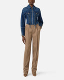 Jacheta ELISABETTA FRANCHI, Denim jacket with crossover laces