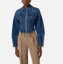 Jacheta ELISABETTA FRANCHI, Denim jacket with crossover laces