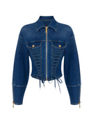 Jacheta ELISABETTA FRANCHI, Denim jacket with crossover laces