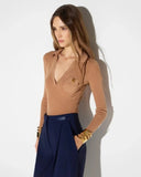 Body ELISABETTA FRANCHI, Knit bodysuit with openwork embroideries