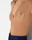 Body ELISABETTA FRANCHI, Knit bodysuit with openwork embroideries