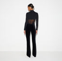 Top ELISABETTA FRANCHI, Knit bustier bodysuit, Negru