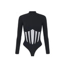 Top ELISABETTA FRANCHI, Knit bustier bodysuit, Negru