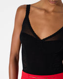 Top ELISABETTA FRANCHI, Bodysuit in knit and lace fabric