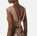 Top ELISABETTA FRANCHI, Crewneck Knit Bodysuit, Beige