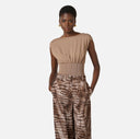 Top ELISABETTA FRANCHI, Crewneck Knit Bodysuit, Beige