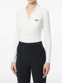 Bluza ELISABETTA FRANCHI, Micro-braided knit bodysuit, Alb