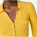 Bluza ELISABETTA FRANCHI, Micro-braided knit bodysuit, Galben