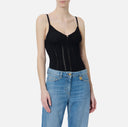 Top ELISABETTA FRANCHI, Knit openwork bodysuit, Negru