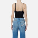 Top ELISABETTA FRANCHI, Knit openwork bodysuit, Negru