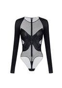 Top ELISABETTA FRANCHI,  jersey and tulle with crystals, Negru