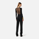 Top ELISABETTA FRANCHI,  jersey and tulle with crystals, Negru