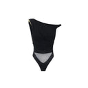 Top ELISABETTA FRANCHI, Bodysuit in jersey fabric with jewel shoulder detail, Negru