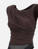 Top ELISABETTA FRANCHI,  jersey fabric with jewel shoulder detail, Maro