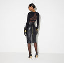 Body ELISABETTA FRANCHI, crêpe jersey and mesh tulle fabric, Negru
