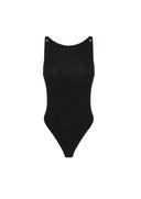 Top ELISABETTA FRANCHI, Bodysuit in crêpe jersey fabric with logo details, Negru
