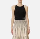 Top ELISABETTA FRANCHI, Bodysuit in crêpe jersey fabric with logo details, Negru