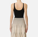 Top ELISABETTA FRANCHI, Bodysuit in crêpe jersey fabric with logo details, Negru
