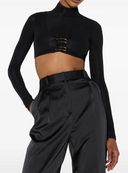 Top ELISABETTA FRANCHI,  jersey fabric with jewel logo detail, Negru 2