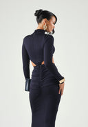 Top ELISABETTA FRANCHI,  jersey fabric with jewel logo detail, Bleumarin 3