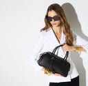 Geanta ELISABETTA FRANCHI, Small Boston bag in Nappa leather, Negru