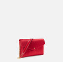 Geanta ELISABETTA FRANCHI, Velvet shoulder bag with crocodile print, Rosu