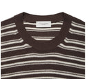 Tricou PAOLO PECORA, Dark Brown Striped Silk, Loose Fit