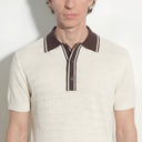 Tricou PAOLO PECORA, Silk Polo Shirt  with Contrast Details, Cream