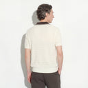 Tricou PAOLO PECORA, Silk Polo Shirt  with Contrast Details, Cream