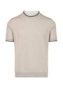 Tricou PAOLO PECORA, Beige Cotton Silk Crew Neck