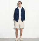 Hanorac PAOLO PECORA, Blue Cotton Seersucker Long-Sleeve Hoodie
