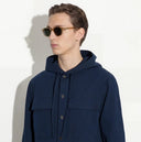 Hanorac PAOLO PECORA, Blue Cotton Seersucker Long-Sleeve Hoodie