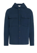 Hanorac PAOLO PECORA, Blue Cotton Seersucker Long-Sleeve Hoodie