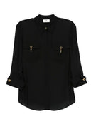Camasa ELISABETTA FRANCHI, in viscose Georgette fabric, Negru