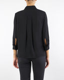 Camasa ELISABETTA FRANCHI, in viscose Georgette fabric, Negru