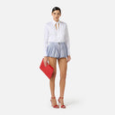 Camasa ELISABETTA FRANCHI, Cotton shirt with cut-out and embroideries, Alb