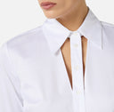 Camasa ELISABETTA FRANCHI, Cotton shirt with cut-out and embroideries, Alb