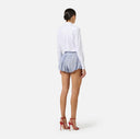 Camasa ELISABETTA FRANCHI, Cotton shirt with cut-out and embroideries, Alb