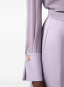 Camasa ELISABETTA FRANCHI, Long-sleeved lilac silk shirt with cuff detail