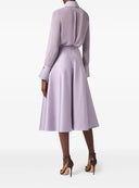 Camasa ELISABETTA FRANCHI, Long-sleeved lilac silk shirt with cuff detail