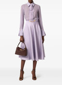Camasa ELISABETTA FRANCHI, Long-sleeved lilac silk shirt with cuff detail