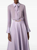 Camasa ELISABETTA FRANCHI, Long-sleeved lilac silk shirt with cuff detail
